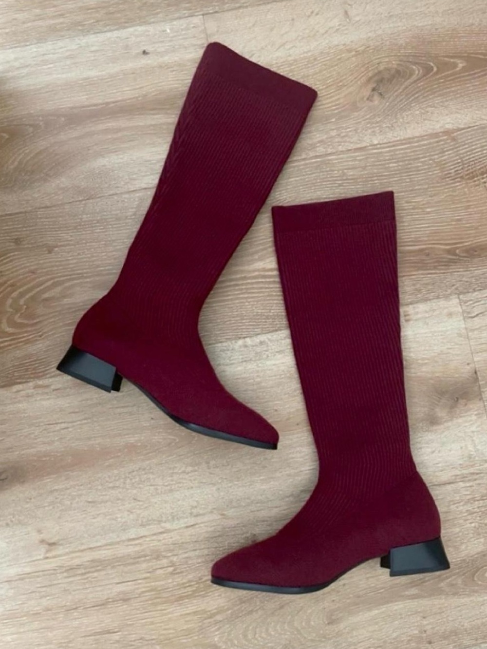 Vivaia Tara Pro Knee High Boots Wool Burgundy Red Tall Knit Water Repellent